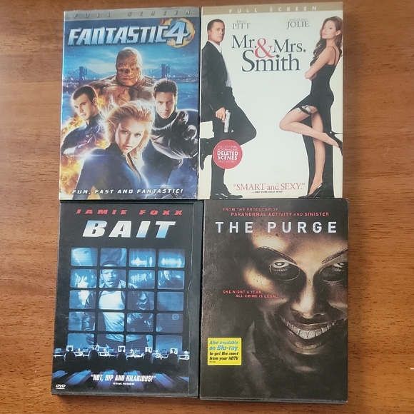 Other - DVD Movie Collection - Fantastic 4, Mr. & Mrs. Smith, Bait, The Purge